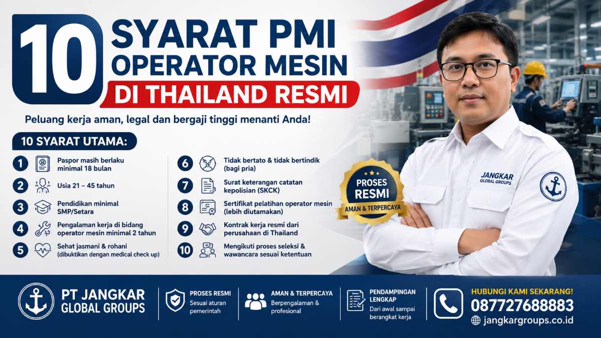10 Syarat PMI Operator Mesin di Thailand Resmi